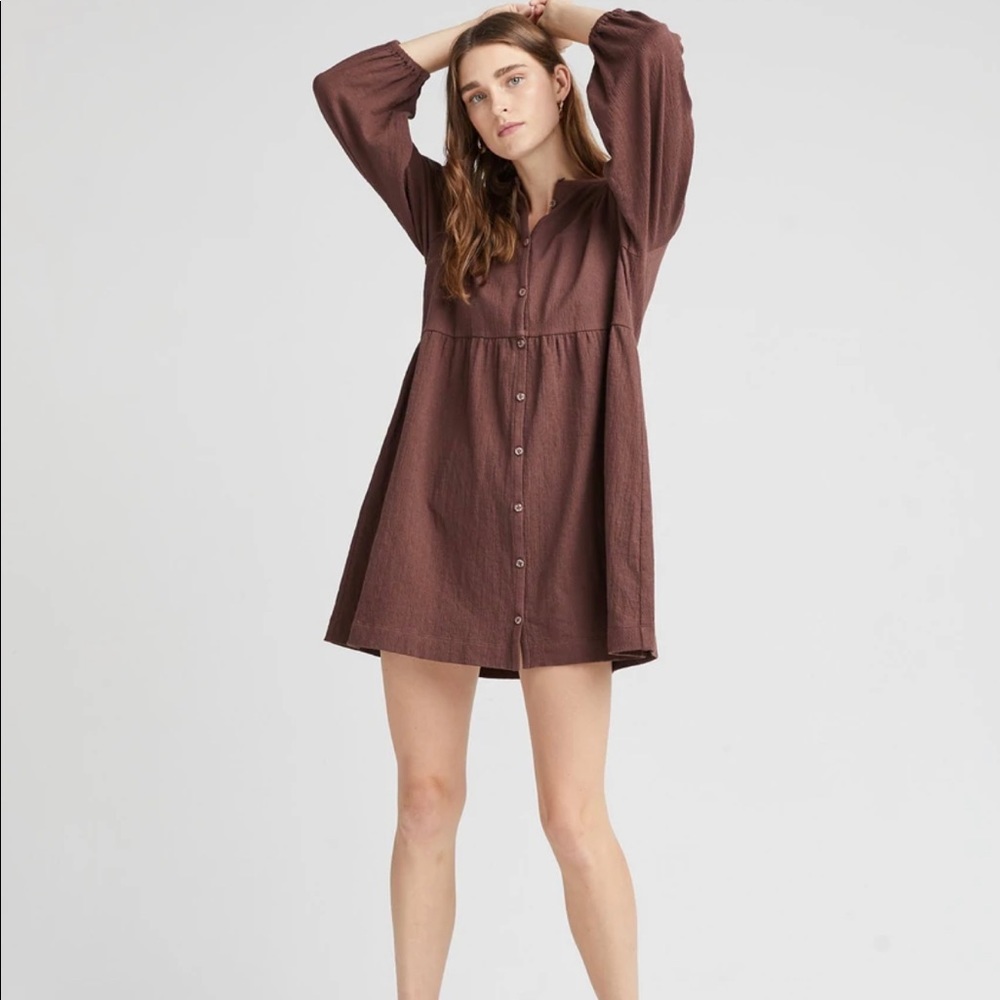 Richer Poorer Cloud Weave Button Up Dress